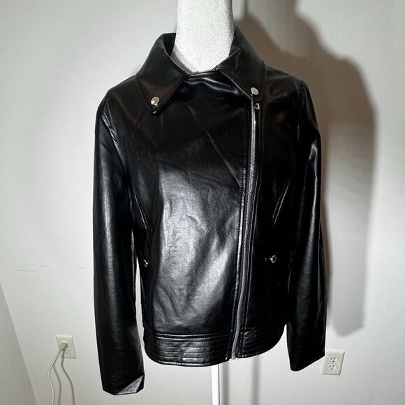 NWOT Vince Camuto Black Faux Leather Jacket - Size Medium - Picture 3 of 14
